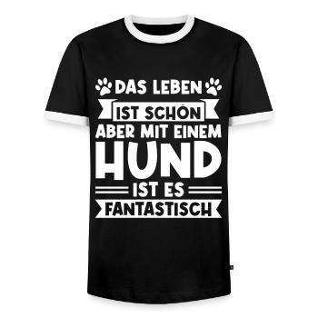 Hund Hunde Haustiere Geschenk - Männer Kontrast-T-Shirt - Schwarz/Weiß - Vorne - AI Model Female 172 light (172cm) & AI Model Male 178 light (178cm)