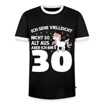 Geburtstag Geburtstagfeier dreizig Jahre alt Gesch - Männer Kontrast-T-Shirt - Schwarz/Weiß - Vorne - AI Model Female 172 light (172cm) & AI Model Male 178 light (178cm)