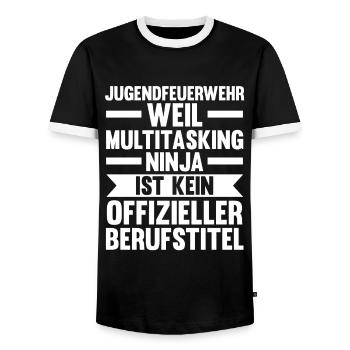 Jugend Feuerwehr Jugendfeuerwehr Geschenk - Männer Kontrast-T-Shirt - Schwarz/Weiß - Vorne - AI Model Female 172 light (172cm) & AI Model Male 178 light (178cm)