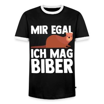 Biber Tier Biber Fans Geschenk - Männer Kontrast-T-Shirt - Schwarz/Weiß - Vorne - AI Model Female 172 light (172cm) & AI Model Male 178 light (178cm)