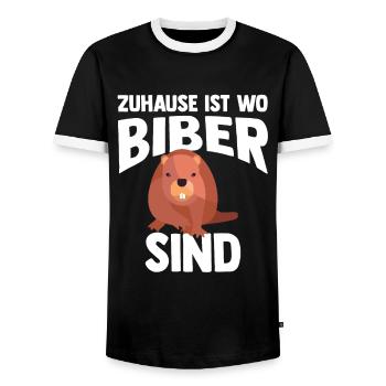 Biber Tier Biber Liebhaber Geschenk - Männer Kontrast-T-Shirt - Schwarz/Weiß - Vorne - AI Model Female 172 light (172cm) & AI Model Male 178 light (178cm)