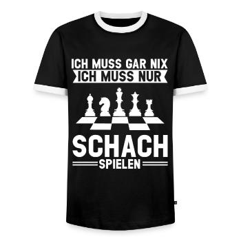 Schach Spieler Schachturnier Geschenk - Männer Kontrast-T-Shirt - Schwarz/Weiß - Vorne - AI Model Female 172 light (172cm) & AI Model Male 178 light (178cm)