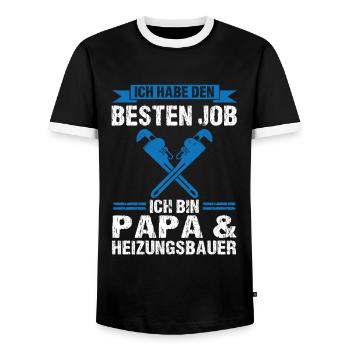 Papa Heizungsbauer Heizungsinstallateur Geschenk - Männer Kontrast-T-Shirt - Schwarz/Weiß - Vorne - AI Model Female 172 light (172cm) & AI Model Male 178 light (178cm)