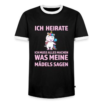 Junggesellenabschied Braut Polterabend Geschenk - Männer Kontrast-T-Shirt - Schwarz/Weiß - Vorne - AI Model Female 172 light (172cm) & AI Model Male 178 light (178cm)
