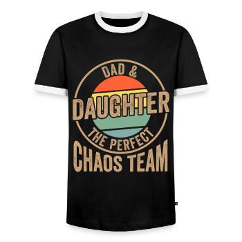 Papa & Tochter Familie Vater Geschenk - Männer Kontrast-T-Shirt - Schwarz/Weiß - Vorne - AI Model Female 172 light (172cm) & AI Model Male 178 light (178cm)