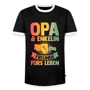 Stiefvater Stiefsohn Bonus Papa Geschenk - Männer Kontrast-T-Shirt - Schwarz/Weiß - Vorne - AI Model Female 172 light (172cm) & AI Model Male 178 light (178cm)