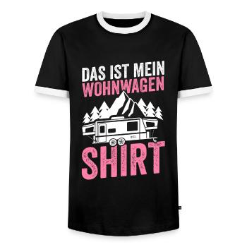 Camping Camper Wohnwagen Geschenk - Männer Kontrast-T-Shirt - Schwarz/Weiß - Vorne - AI Model Female 172 light (172cm) & AI Model Male 178 light (178cm)