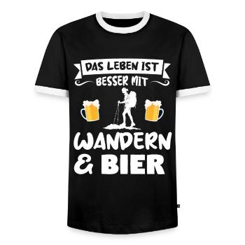 Wandern Bier Berg Geschenk - Männer Kontrast-T-Shirt - Schwarz/Weiß - Vorne - AI Model Female 172 light (172cm) & AI Model Male 178 light (178cm)
