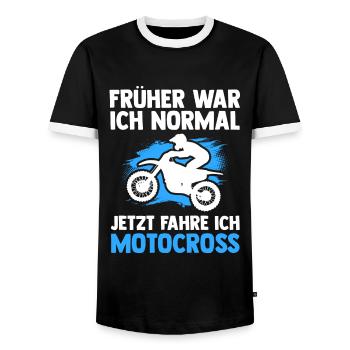 Motocross Biker Motocross-Fahrer Geschenk - Männer Kontrast-T-Shirt - Schwarz/Weiß - Vorne - AI Model Female 172 light (172cm) & AI Model Male 178 light (178cm)
