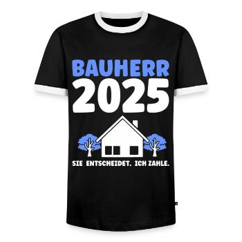 Bauherr Traumhaus Bauherrin Geschenk - Männer Kontrast-T-Shirt - Schwarz/Weiß - Vorne - AI Model Female 172 light (172cm) & AI Model Male 178 light (178cm)