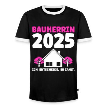 Bauherr Traumhaus Bauherrin Geschenk - Männer Kontrast-T-Shirt - Schwarz/Weiß - Vorne - AI Model Female 172 light (172cm) & AI Model Male 178 light (178cm)