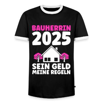 Bauherr Traumhaus Bauherrin Geschenk - Männer Kontrast-T-Shirt - Schwarz/Weiß - Vorne - AI Model Female 172 light (172cm) & AI Model Male 178 light (178cm)