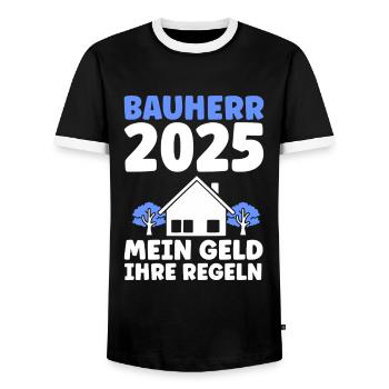 Bauherr Traumhaus Bauherrin Geschenk - Männer Kontrast-T-Shirt - Schwarz/Weiß - Vorne - AI Model Female 172 light (172cm) & AI Model Male 178 light (178cm)