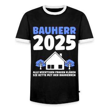 Bauherr Traumhaus Bauherrin Geschenk - Männer Kontrast-T-Shirt - Schwarz/Weiß - Vorne - AI Model Female 172 light (172cm) & AI Model Male 178 light (178cm)