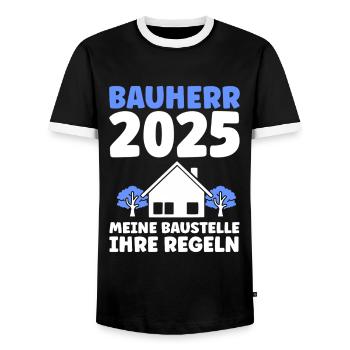 Bauherr Traumhaus Bauherrin Geschenk - Männer Kontrast-T-Shirt - Schwarz/Weiß - Vorne - AI Model Female 172 light (172cm) & AI Model Male 178 light (178cm)