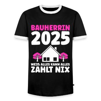 Bauherr Traumhaus Bauherrin Geschenk - Männer Kontrast-T-Shirt - Schwarz/Weiß - Vorne - AI Model Female 172 light (172cm) & AI Model Male 178 light (178cm)