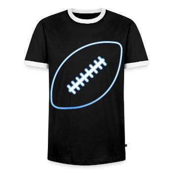 American Football Ball Flag Football Player - Men's Ringer Shirt - black/white - Front - AI Model Female 172 light (172cm) & AI Model Male 178 light (178cm)