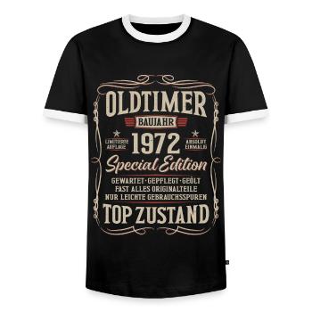 Oldtimer Baujahr 1972 Jahrgang Geburtstag Geschenk - Männer Kontrast-T-Shirt - Schwarz/Weiß - Vorne - AI Model Female 172 light (172cm) & AI Model Male 178 light (178cm)