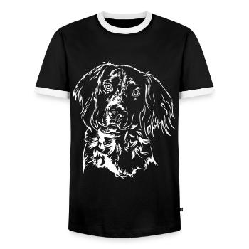 PETIT PORTRAIT DE CHIEN DE MÜNSTERLAND Wilsigns Chasse - T-shirt contrasté Homme - noir/blanc - Devant - AI Model Female 172 light (172cm) & AI Model Male 178 light (178cm)