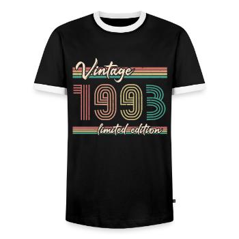 ST 1993 Darkline Jahrgang - Männer Kontrast-T-Shirt - Schwarz/Weiß - Vorne - AI Model Female 172 light (172cm) & AI Model Male 178 light (178cm)