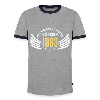 Ailes classiques 1983 - T-shirt contrasté Homme - gris/marine  - Devant - AI Model Female 172 light (172cm) & AI Model Male 178 light (178cm)