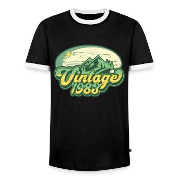 Millésime 1983 - amoureux de la nature - T-shirt contrasté Homme - noir/blanc - Devant - AI Model Female 172 light (172cm) & AI Model Male 178 light (178cm)
