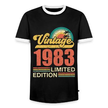 Millésime 1983 édition limitée - T-shirt contrasté Homme - noir/blanc - Devant - AI Model Female 172 light (172cm) & AI Model Male 178 light (178cm)