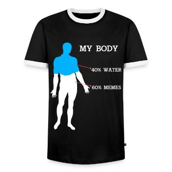 Funny Meme My Body 40% Water 60% Memes - Men's Ringer Shirt - black/white - Front - AI Model Female 172 light (172cm) & AI Model Male 178 light (178cm)