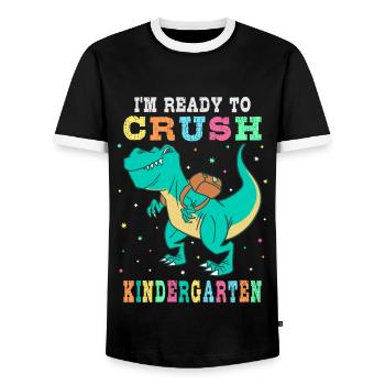 Ready to crush kindergarten - Men's Ringer Shirt - black/white - Front - AI Model Female 172 light (172cm) & AI Model Male 178 light (178cm)