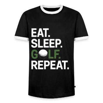 Eat Sleep Golf Repeat - Men's Ringer Shirt - black/white - Front - AI Model Female 172 light (172cm) & AI Model Male 178 light (178cm)