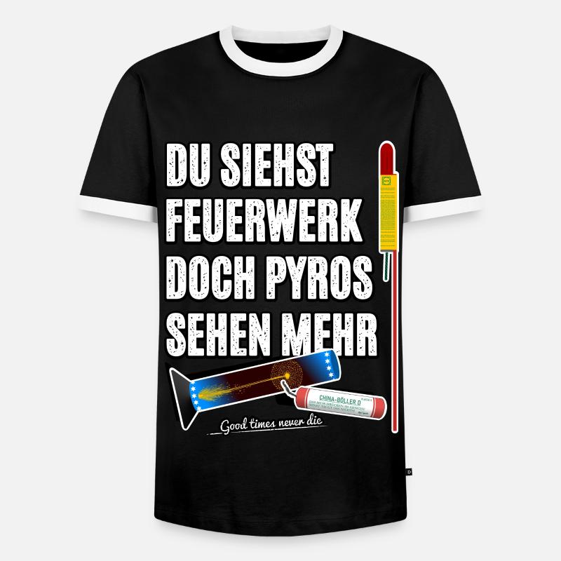 Pyro Nostalgie - Männer Kontrast-T-Shirt - Schwarz/Weiß