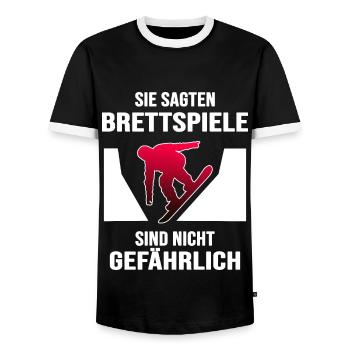 Snowboard Snowboarder Snowboard-Brett freestyle - Männer Kontrast-T-Shirt - Schwarz/Weiß - Vorne - AI Model Female 172 light (172cm) & AI Model Male 178 light (178cm)
