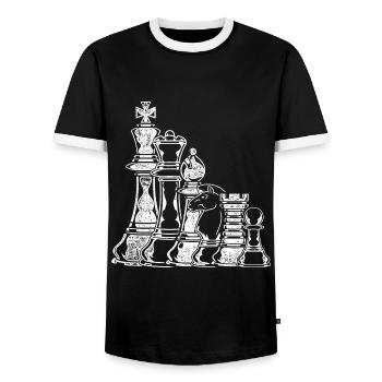 Schach - Männer Kontrast-T-Shirt - Schwarz/Weiß - Vorne - AI Model Female 172 light (172cm) & AI Model Male 178 light (178cm)