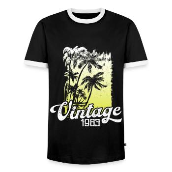 Cette légende est née en 1983 Anniversaire Rétro - T-shirt contrasté Homme - noir/blanc - Devant - AI Model Female 172 light (172cm) & AI Model Male 178 light (178cm)