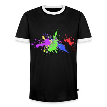 Farbenfrohe Spritzer Geschenkidee witzig - Männer Kontrast-T-Shirt - Schwarz/Weiß - Vorne - AI Model Female 172 light (172cm) & AI Model Male 178 light (178cm)