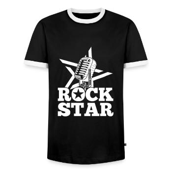 Rock Star Music Rock and Roll - Men's Ringer Shirt - black/white - Front - AI Model Female 172 light (172cm) & AI Model Male 178 light (178cm)
