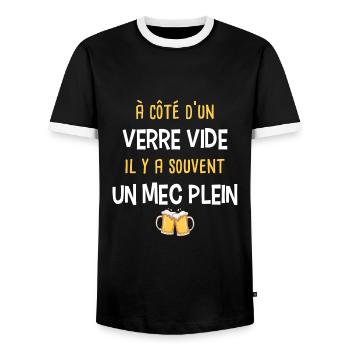 Humour alcool bière, jeu de mot idée cadeau fêtard - T-shirt contrasté Homme - noir/blanc - Devant - AI Model Female 172 light (172cm) & AI Model Male 178 light (178cm)