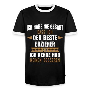 Erzieher Erzieherin Kindergärtner Spruch Beruf - Männer Kontrast-T-Shirt - Schwarz/Weiß - Vorne - AI Model Female 172 light (172cm) & AI Model Male 178 light (178cm)