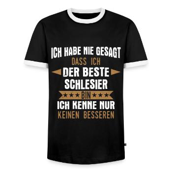 Schlesien Schlesier Deutschland Polen Spruch - Männer Kontrast-T-Shirt - Schwarz/Weiß - Vorne - AI Model Female 172 light (172cm) & AI Model Male 178 light (178cm)