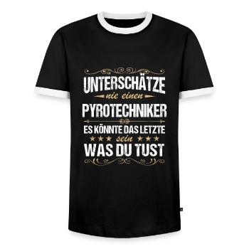 Pyrotechniker Feuerwerk Pyro Sprengmeister Spruch - Männer Kontrast-T-Shirt - Schwarz/Weiß - Vorne - AI Model Female 172 light (172cm) & AI Model Male 178 light (178cm)