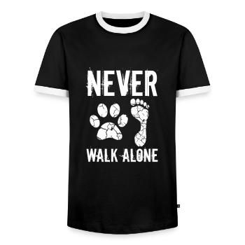 Never walk alone - Men's Ringer Shirt - black/white - Front - AI Model Female 172 light (172cm) & AI Model Male 178 light (178cm)