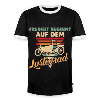 Rad Fahrradrennen Lastenrad Tricks Fahrrad - Männer Kontrast-T-Shirt - Schwarz/Weiß - Vorne - AI Model Female 172 light (172cm) & AI Model Male 178 light (178cm)