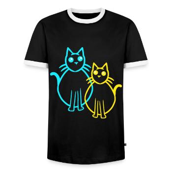 Chats Chat Chaton Chaton Rétro Vintage - T-shirt contrasté Homme - noir/blanc - Devant - AI Model Female 172 light (172cm) & AI Model Male 178 light (178cm)