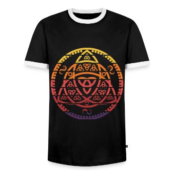 Vegvisir Futhark Runes, Viking Symbol, Vintage - Men's Ringer Shirt - black/white - Front - AI Model Female 172 light (172cm) & AI Model Male 178 light (178cm)