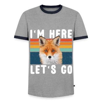 Fox - Men's Ringer Shirt - grey/navy  - Front - AI Model Female 172 light (172cm) & AI Model Male 178 light (178cm)