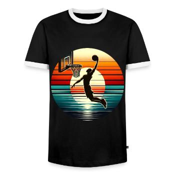 Basket-ball Basketteurs Joueurs - T-shirt contrasté Homme - noir/blanc - Devant - AI Model Female 172 light (172cm) & AI Model Male 178 light (178cm)