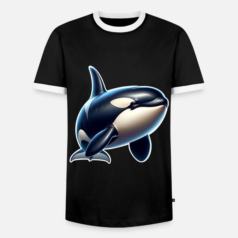 Orca Killer Whale - Men's Ringer Shirt - black/white