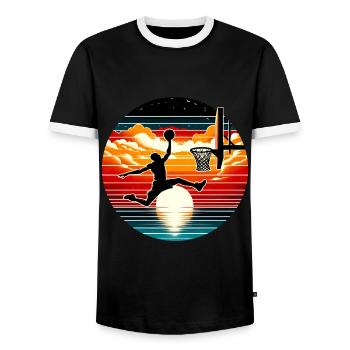 Basket-ball Basketteurs Joueurs - T-shirt contrasté Homme - noir/blanc - Devant - AI Model Female 172 light (172cm) & AI Model Male 178 light (178cm)