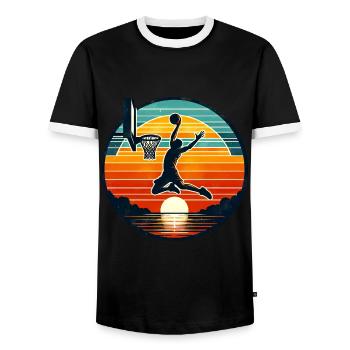 Basket-ball Basketteurs Joueurs - T-shirt contrasté Homme - noir/blanc - Devant - AI Model Female 172 light (172cm) & AI Model Male 178 light (178cm)