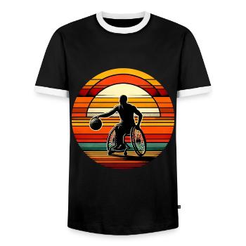 Basketball en fauteuil roulant - T-shirt contrasté Homme - noir/blanc - Devant - AI Model Female 172 light (172cm) & AI Model Male 178 light (178cm)